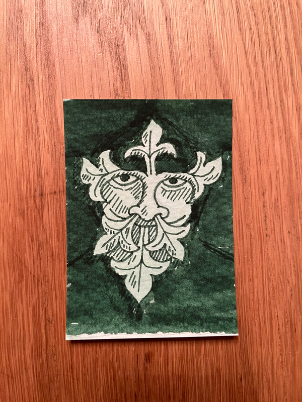 Creepy Green aceo art card