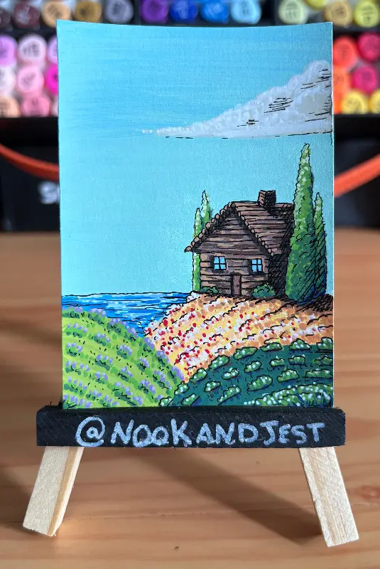 Cozy Cabin on the flower hills aceo art card