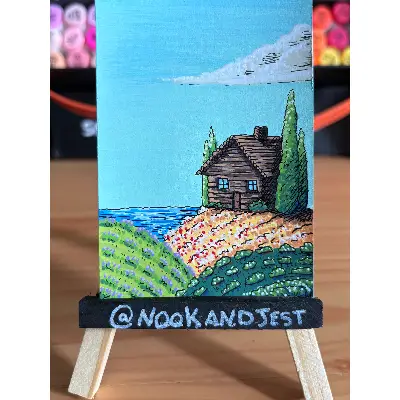 Cozy Cabin on the flower hills aceo art card thumbnail 1