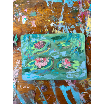 Waterlily pond aceo art card thumbnail 2