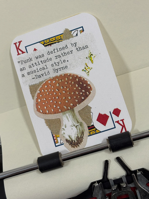 Mushroom David Byrne quote print micro collage by Mazerzine aceo art card thumbnail 2
