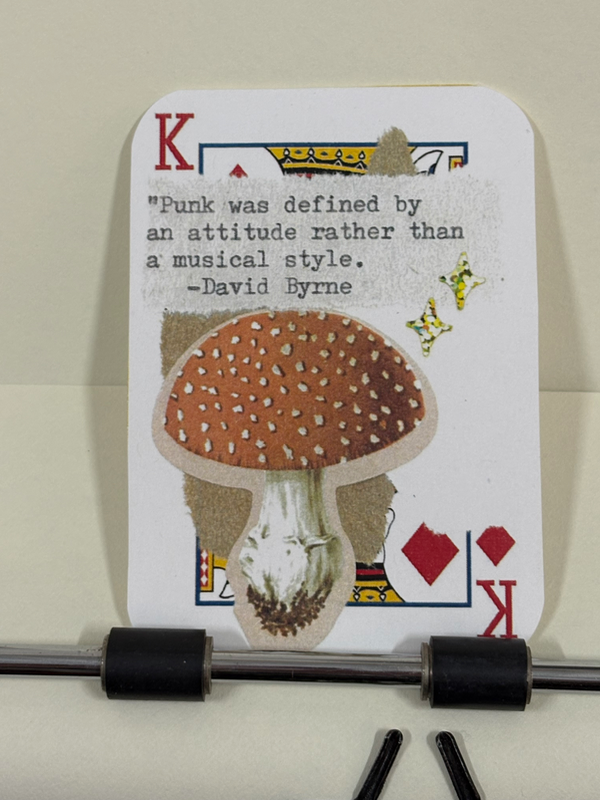 Mushroom David Byrne quote print micro collage by Mazerzine aceo art card