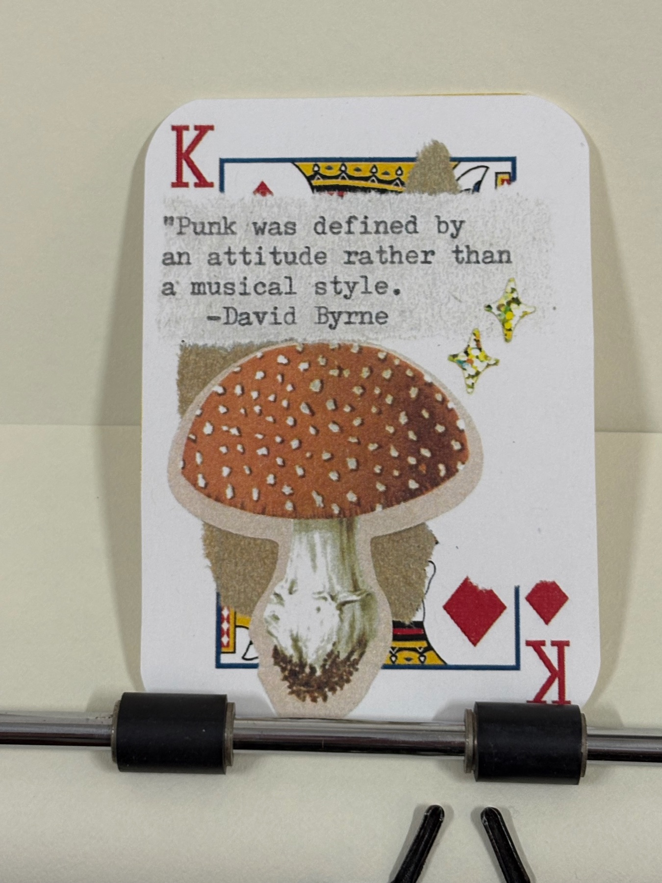 Mushroom David Byrne quote print micro collage by Mazerzine aceo art card