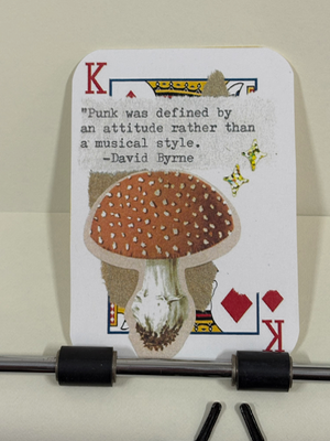 Mushroom David Byrne quote print micro collage by Mazerzine aceo art card thumbnail 1