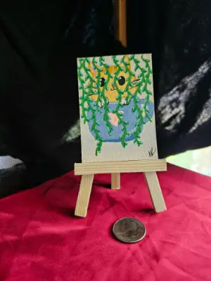 "Plant Parent" Cozy Cats Series #5 of 5 aceo art card thumbnail 2
