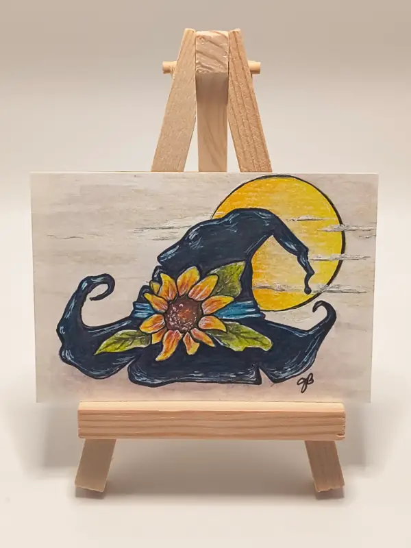 Moonlit Sunflower Magic aceo art card
