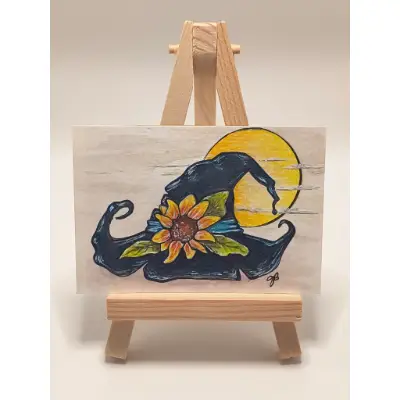 Moonlit Sunflower Magic aceo art card thumbnail 1