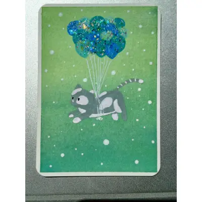 Feline Flight aceo art card thumbnail 1
