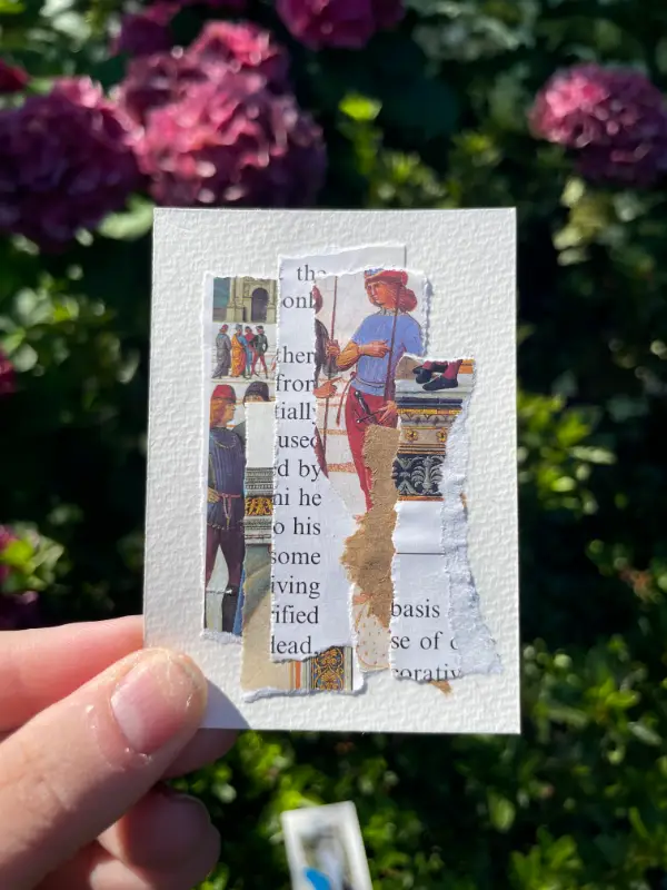 Collage Mixed Media ACEO Vintage Retro Portrait Paper Signed CoA Acrylic Marker Gold aceo art card
