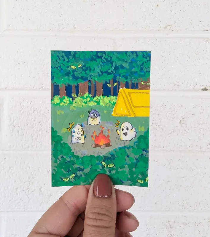 Summerween | Ghostly Campfire Stories - ArtsyConch aceo art card