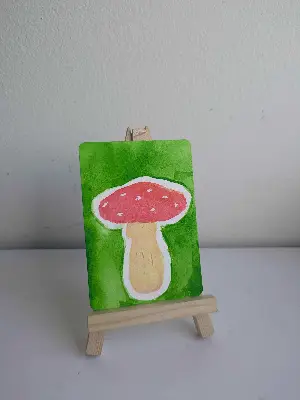 Fly Agaric Mushroom aceo art card thumbnail 2