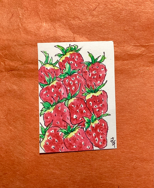 Fresh strawberries 🍓 aceo art card