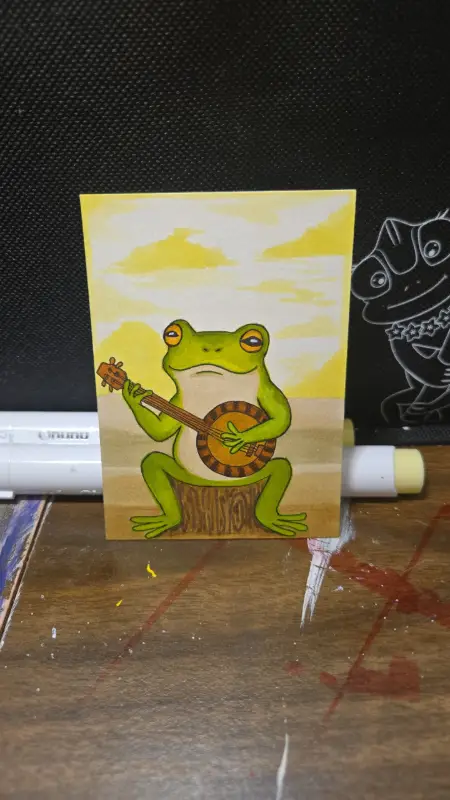 Banjo Frog aceo art card