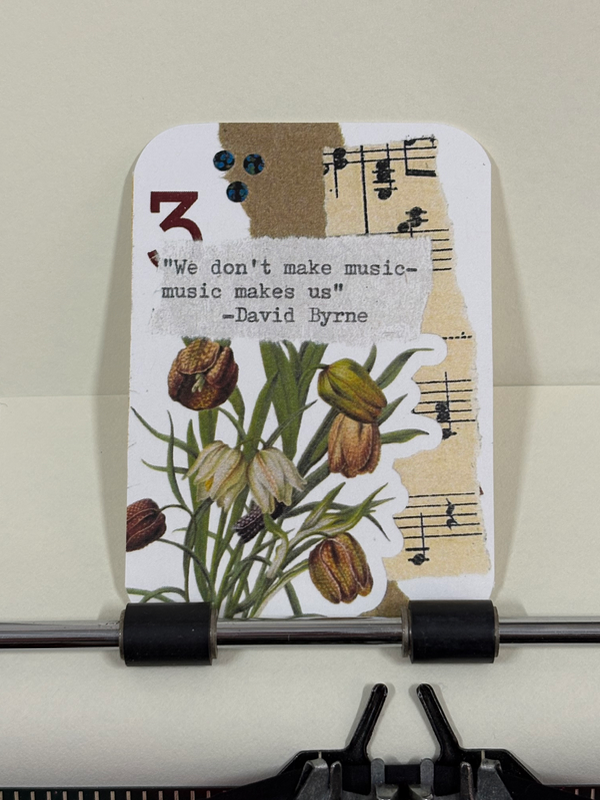 Tulips David Byrne quote micro collage print by Mazerzine aceo art card
