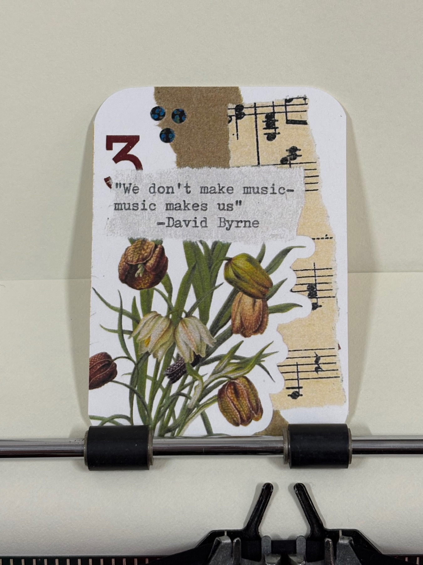 Tulips David Byrne quote micro collage print by Mazerzine aceo art card