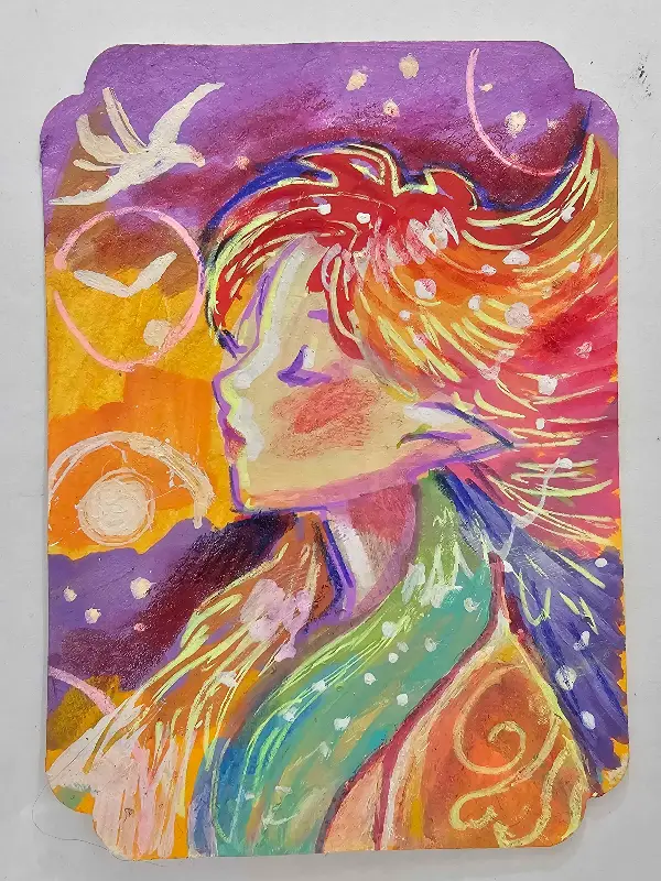 Rainbow Goddess aceo art card