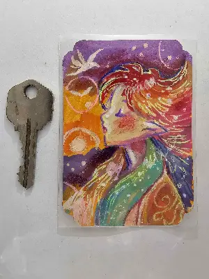 Rainbow Goddess aceo art card thumbnail 2