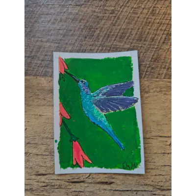 Hummingbird 05 aceo art card thumbnail 2