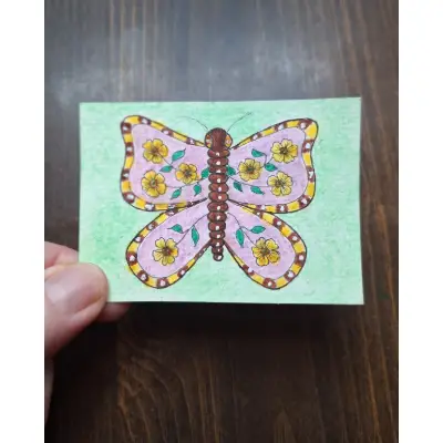Buttercup Butterfly aceo art card thumbnail 2