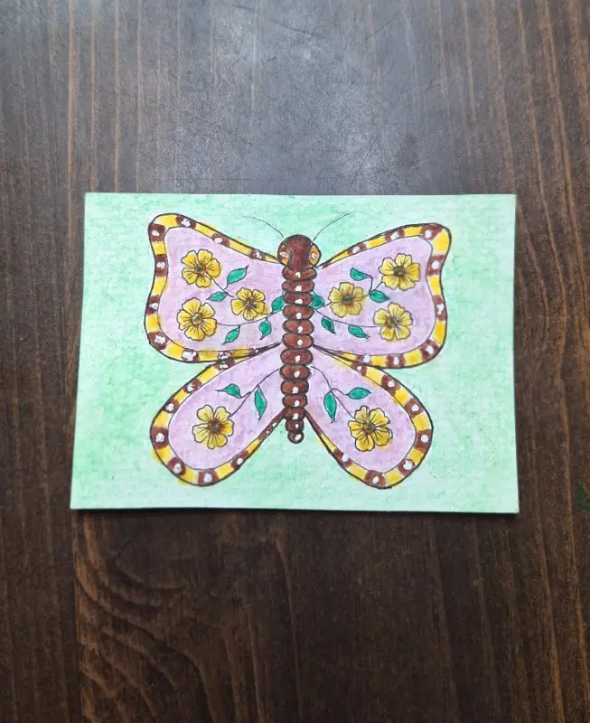 Buttercup Butterfly aceo art card
