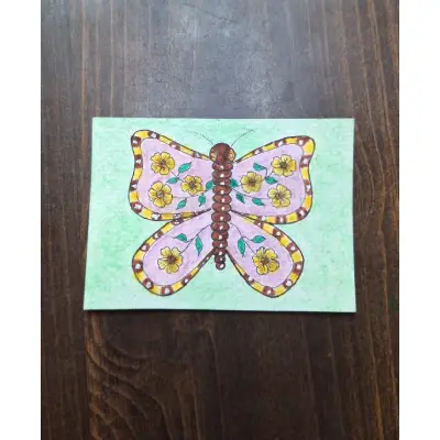 Buttercup Butterfly aceo art card thumbnail 1