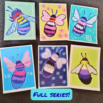 Bee You (Trans Bee) - Pride Bee Series, part 5/6 aceo art card thumbnail 2