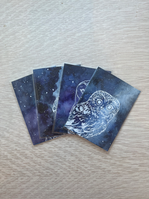 “Northern Saw-Whet” Galaxy Series 3/4 aceo art card thumbnail 2