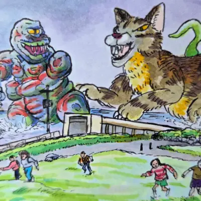 KAIJU FIGHT aceo art card thumbnail 2