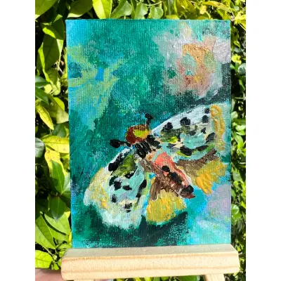 Night Garden Moth aceo art card thumbnail 2