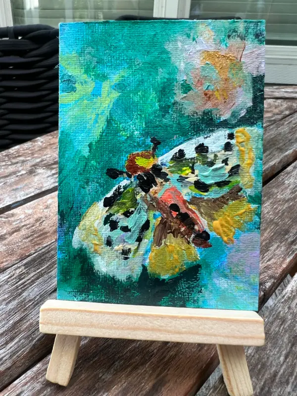 Night Garden Moth aceo art card