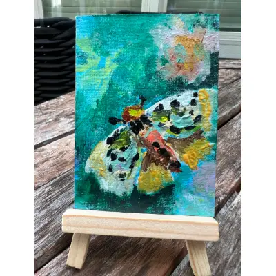 Night Garden Moth aceo art card thumbnail 1