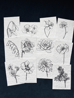 Birth Month Flowers aceo art card thumbnail 2