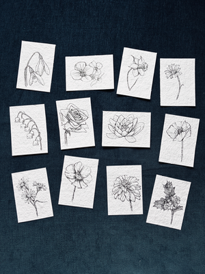 Birth Month Flowers aceo art card thumbnail 1