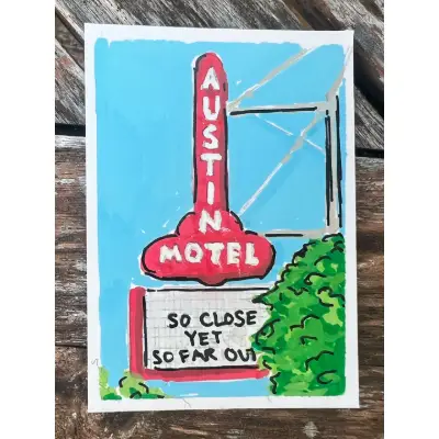 Austin Motel aceo art card thumbnail 1