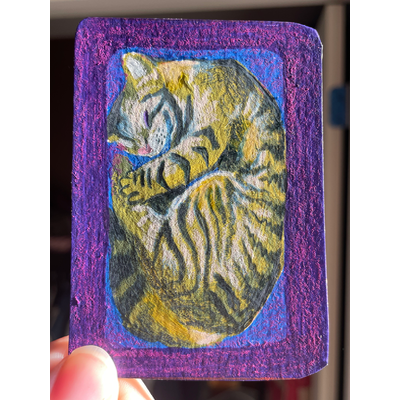 Cat in the box - original by Norah Mae aceo art card thumbnail 1