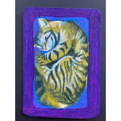 Cat in the box - original by Norah Mae aceo art card thumbnail 3