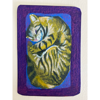 Cat in the box - original by Norah Mae aceo art card thumbnail 2
