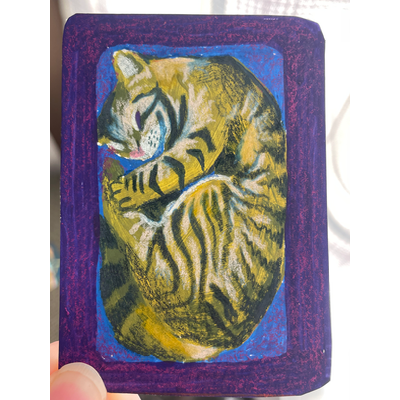 Cat in the box - original by Norah Mae aceo art card thumbnail 4