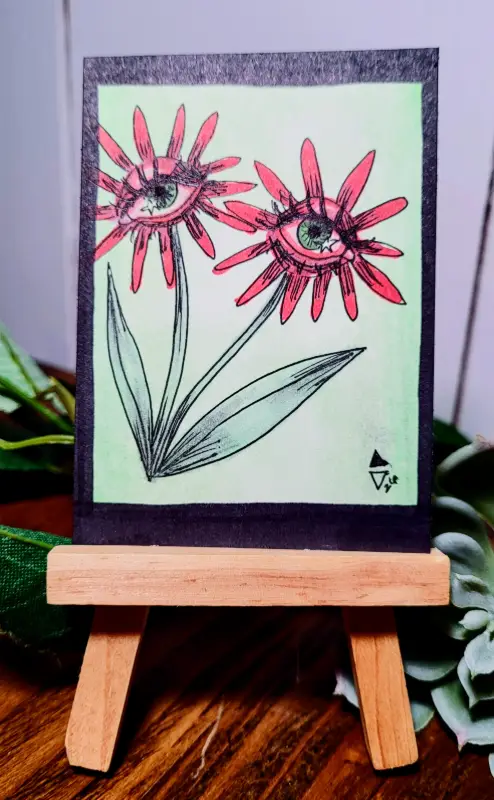 Flor-eye | Seeing Red Collection aceo art card