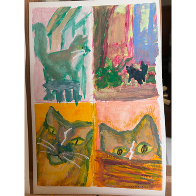 Cat Collage #2 aceo art card thumbnail 1