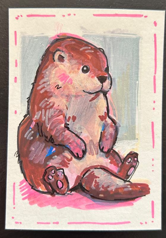 Otter aceo art card