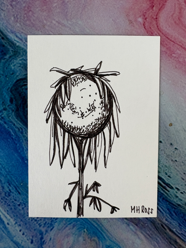 Wilting Sunflower aceo art card