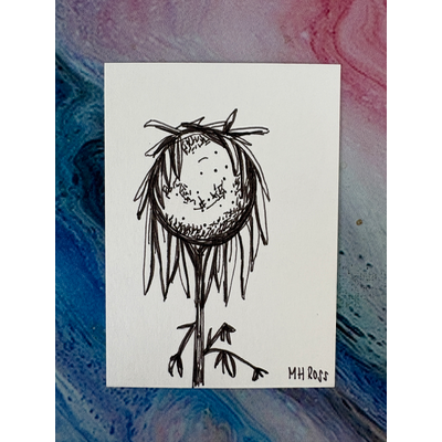 Wilting Sunflower aceo art card thumbnail 1