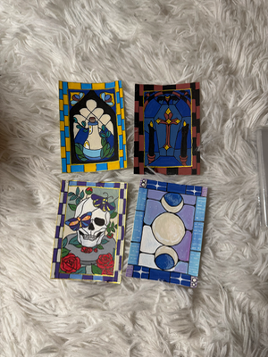 ACEO Original Miniature Painting Acrylic 2.5X3.5 Potion Witchy Stained Glass #3 aceo art card thumbnail 2