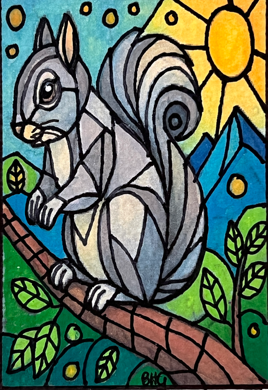 Sammy Squirrel aceo art card