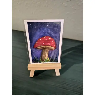 Midnight Mushroom aceo art card thumbnail 2