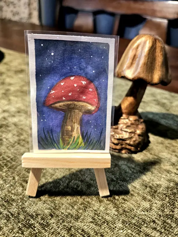 Midnight Mushroom aceo art card