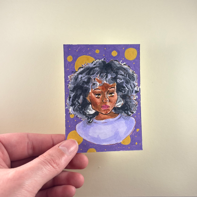 Lady in Purple aceo art card thumbnail 1