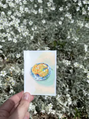 Soft Oranges aceo art card thumbnail 1
