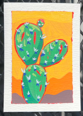Desert Cactus aceo art card thumbnail 2